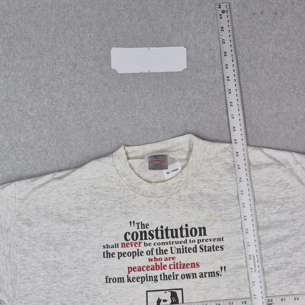 VINTAGE Samuel Adams Men Shirt 2XL Gray Single Stitch USA Constitution READ